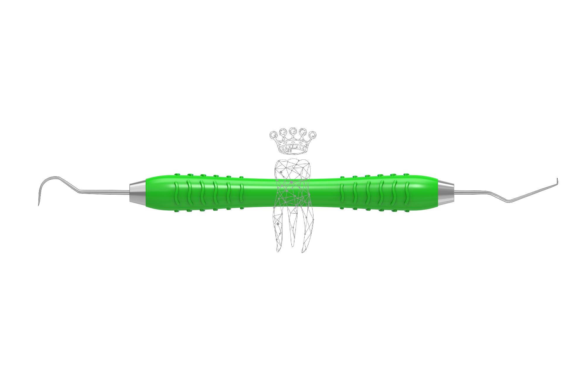 Dental probe d.e. fine hook - cow horn Colori-Silicon
