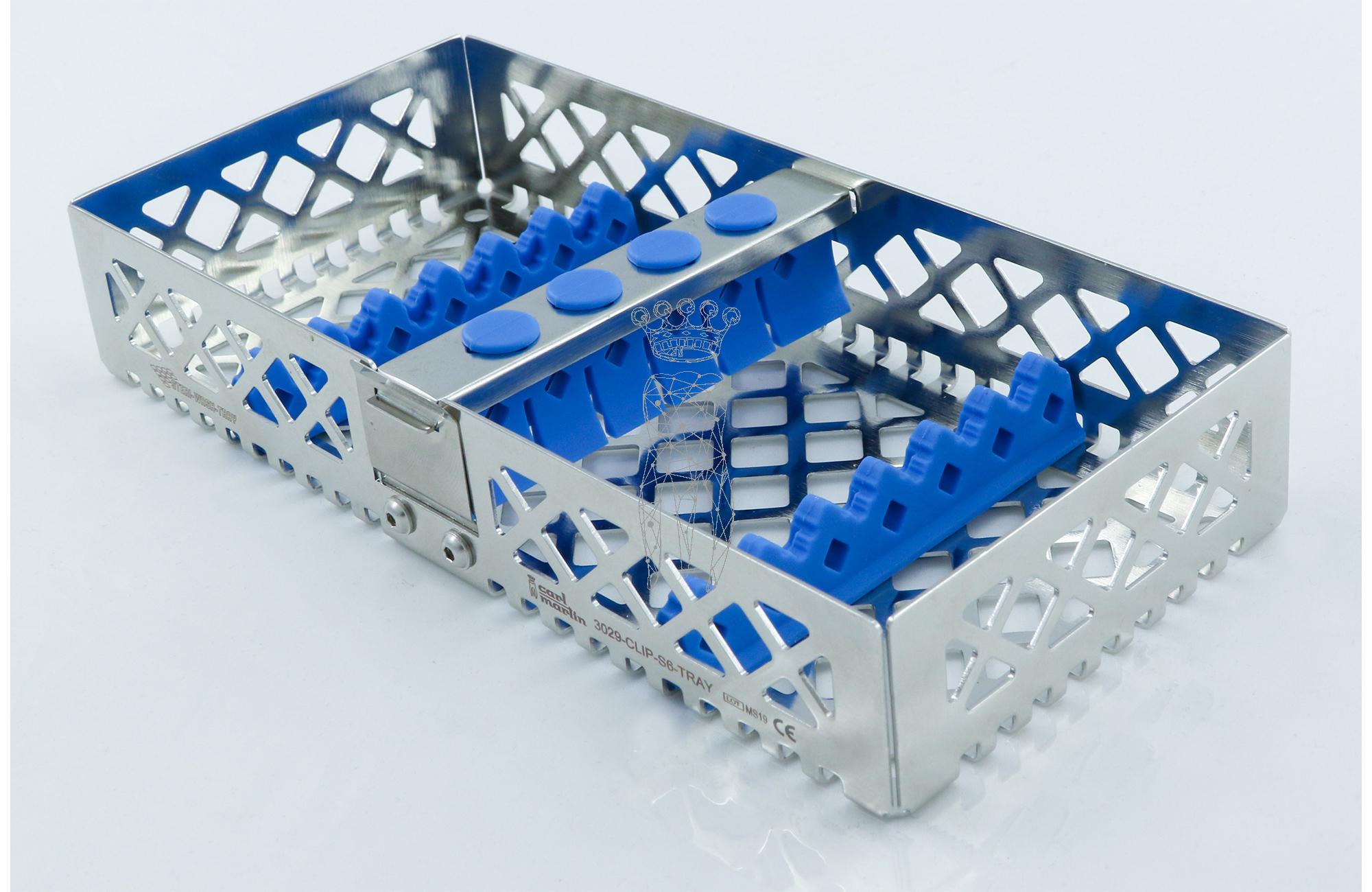 Steri-Wash-Tray 190x90x34mm 6 instruments - silicones light blue