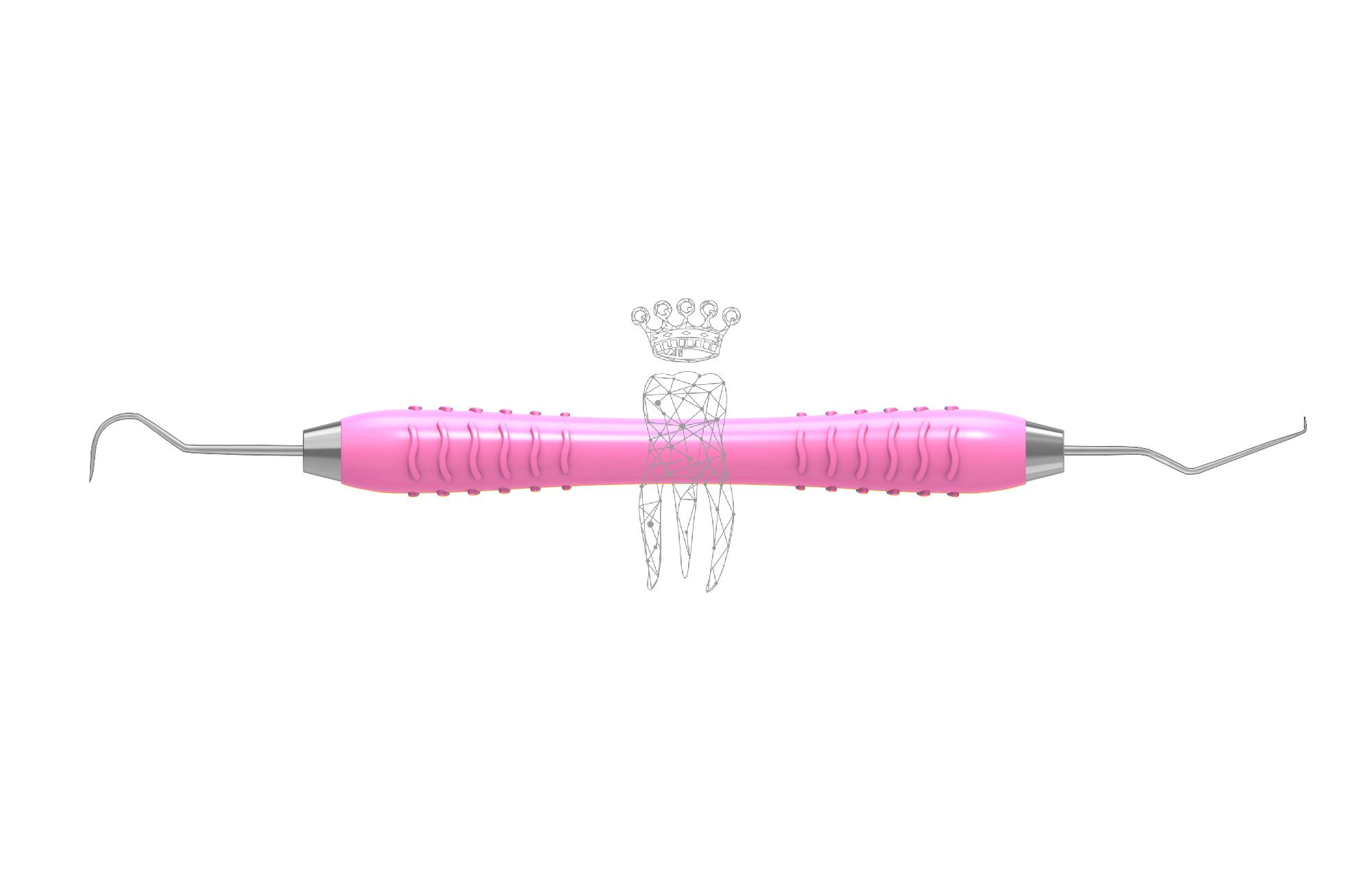 Dental probe d.e. fine hook - cow horn Colori-Silicon