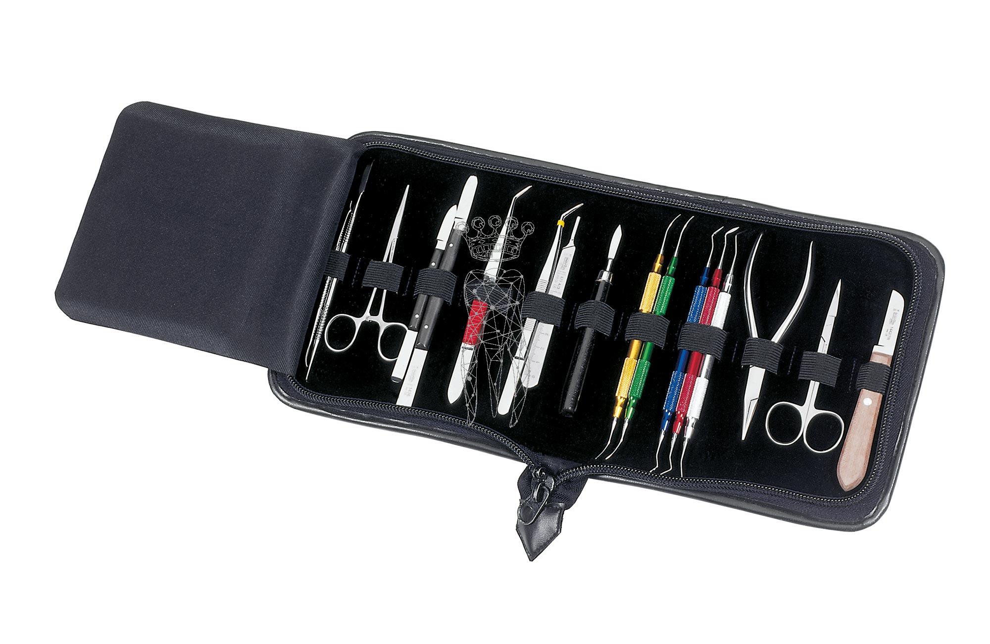 Technicians set (laboratory) in leather case 3002