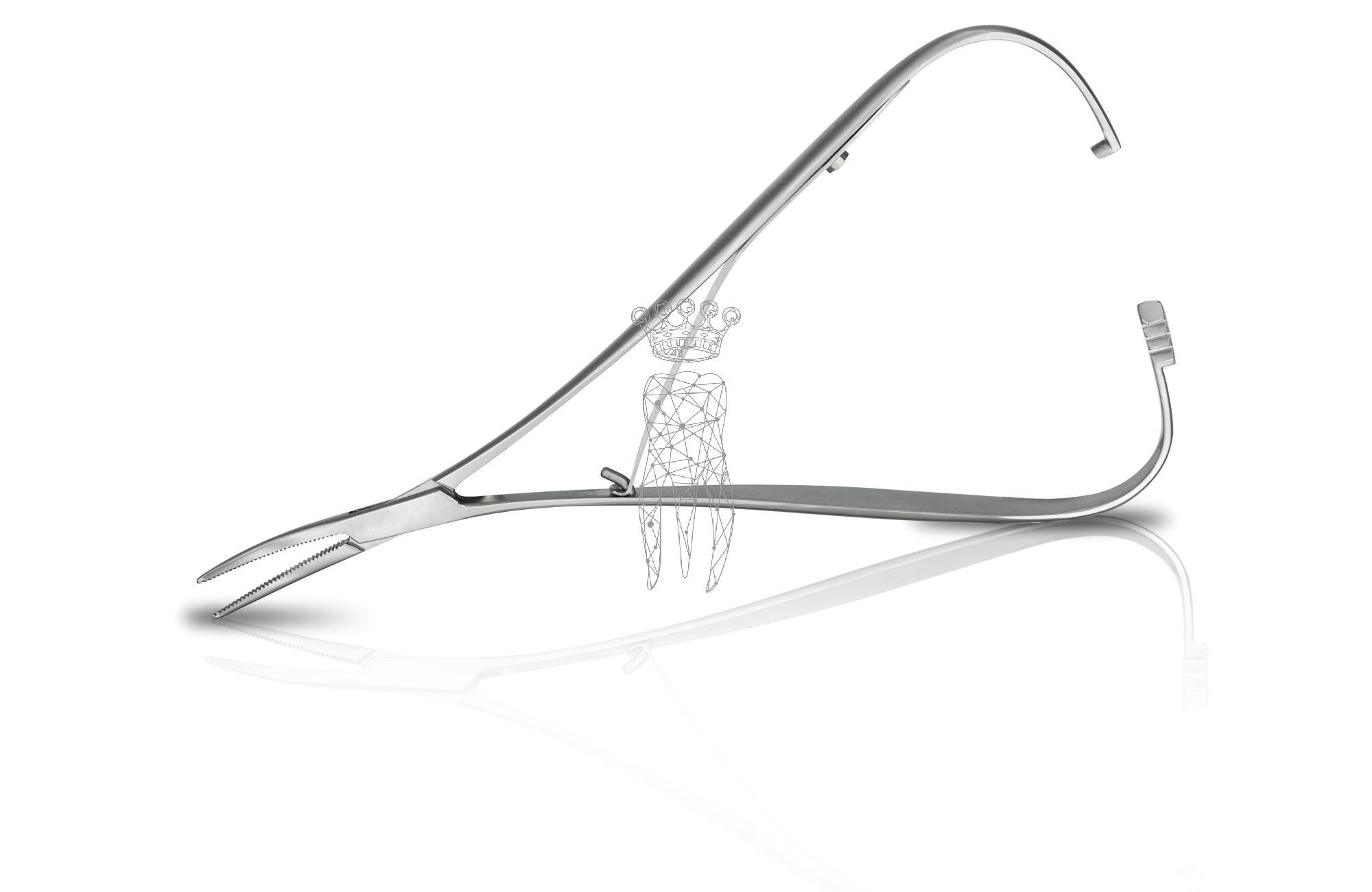 Ligaturen-Nadelhalter RS 14cm lingual leichtgängig grazil - gebogen