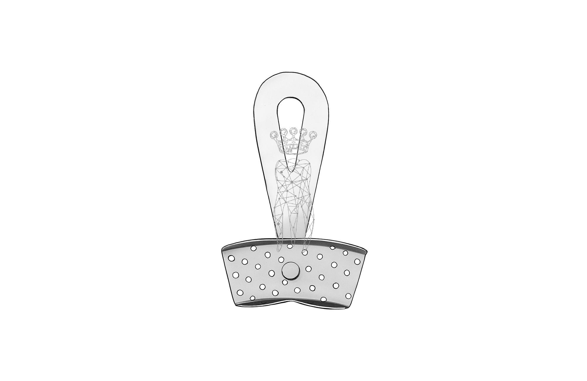 Impression Tray Universal with rotating handle and set screw - perforated