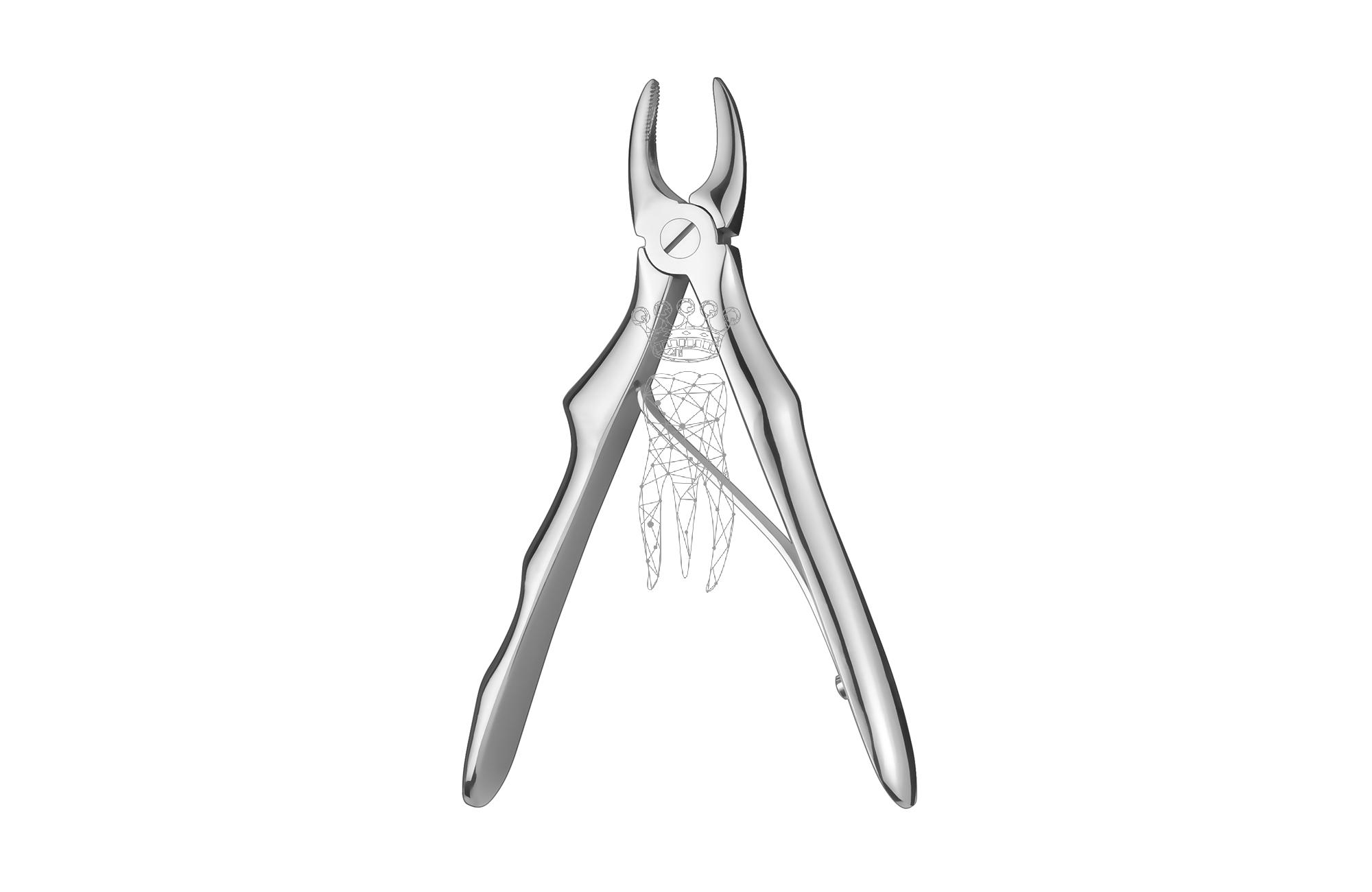 Children extracting forceps LiquidSteel with spring - Upper-Jaw front