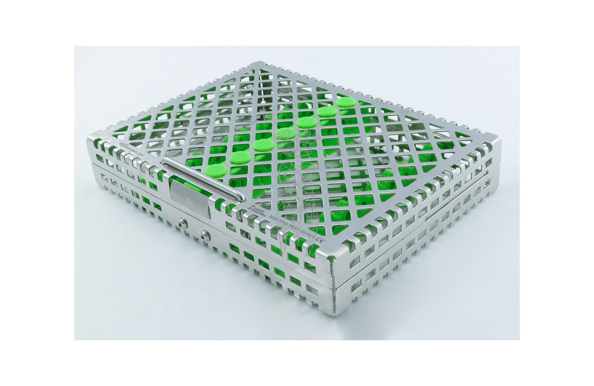 Steri-Wash-Tray 190x140x34mm 10 instruments - silicones green