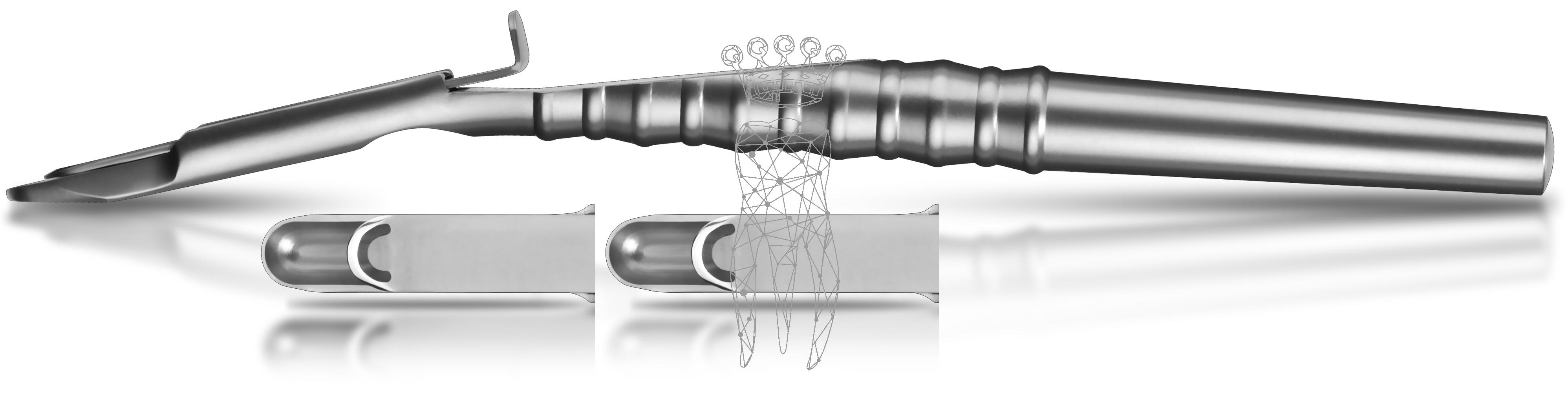 Bone scraper curved + 2 spare blades LiquidSteel