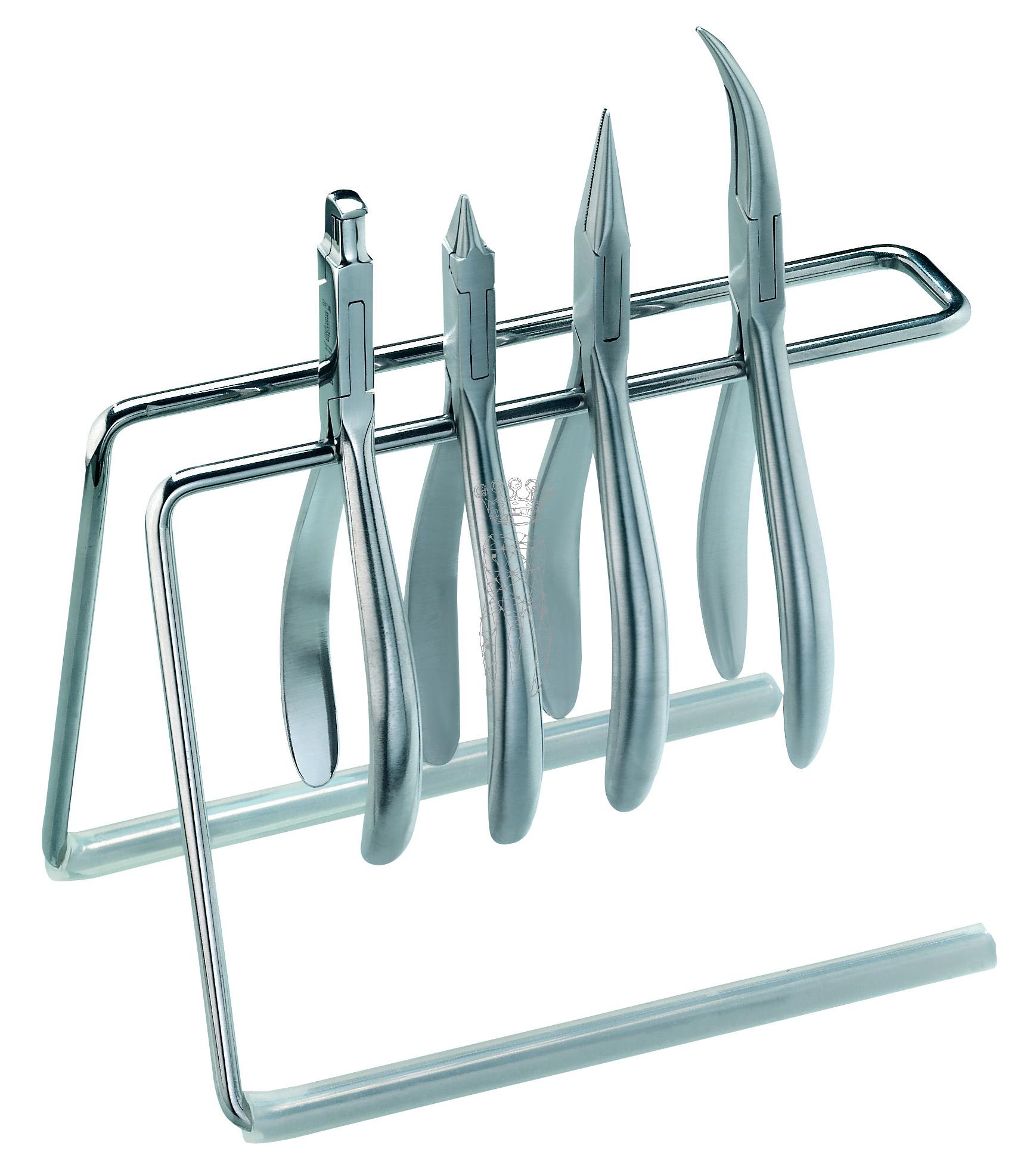 Forceps rack stainless 16cm stainless with non-slip silicone feet