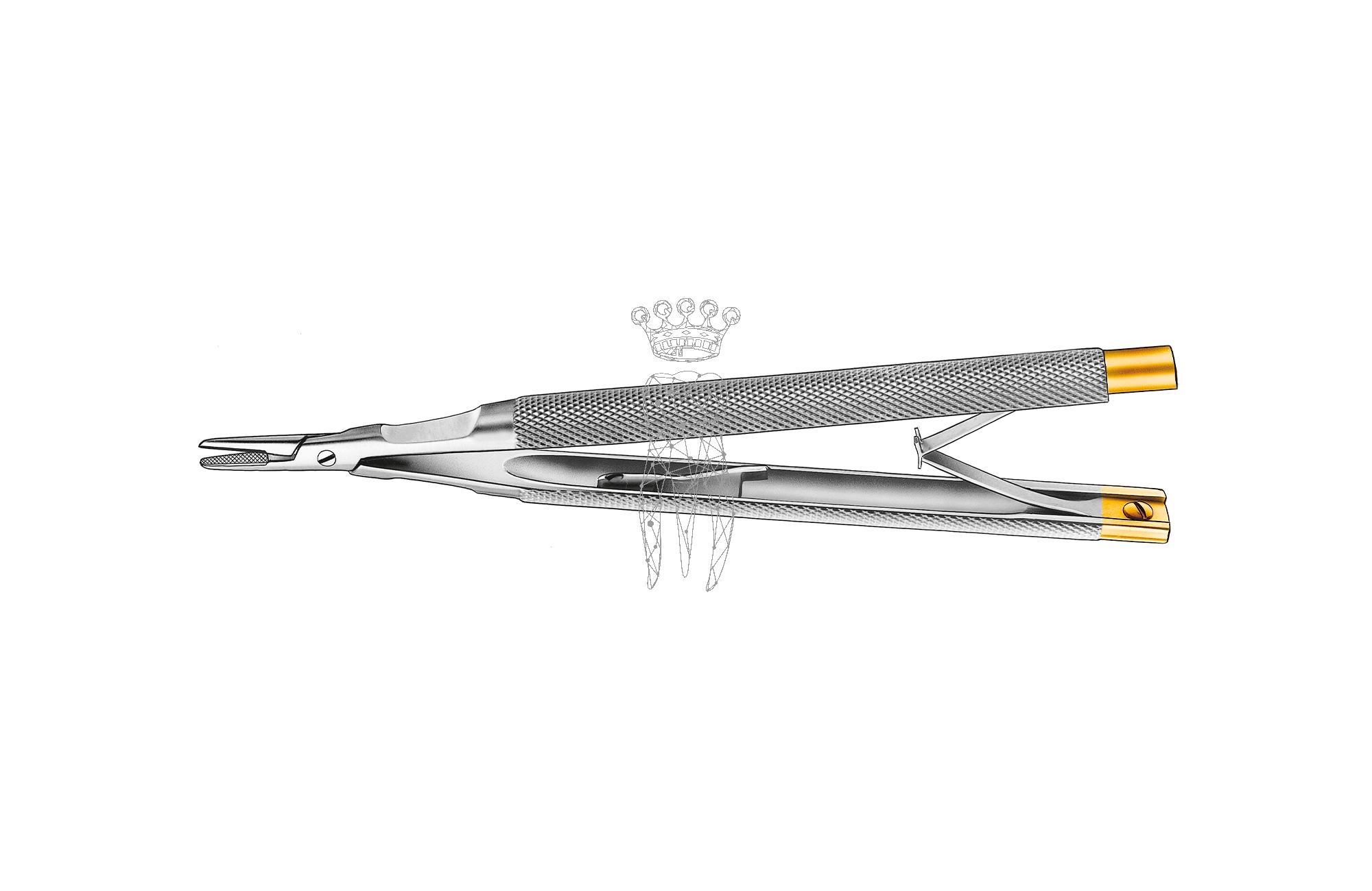 Needleholder Castroviejo 13cm TC with round handle - inner lock