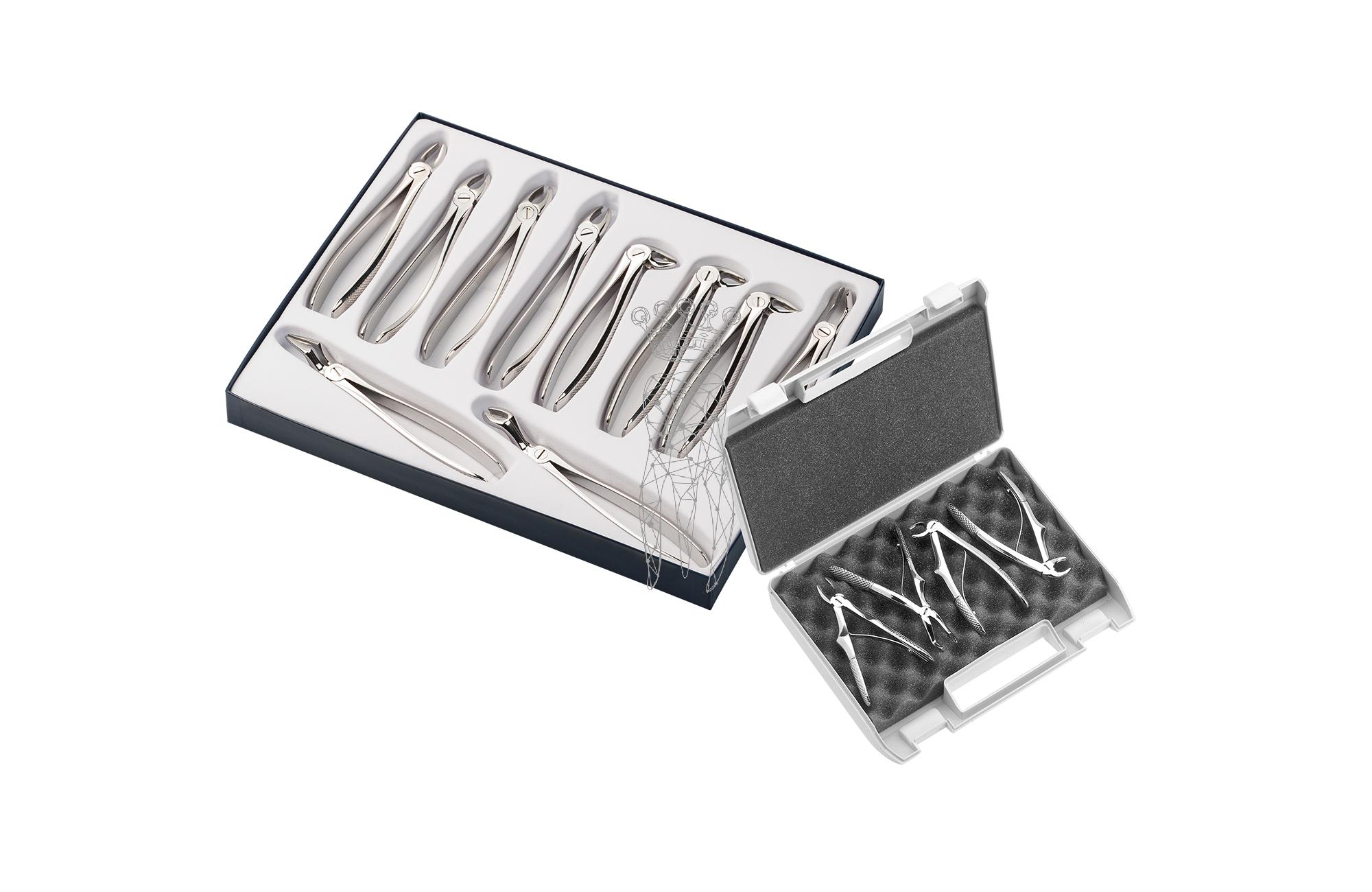 Set of 10 forceps model X + SET children forceps 280A