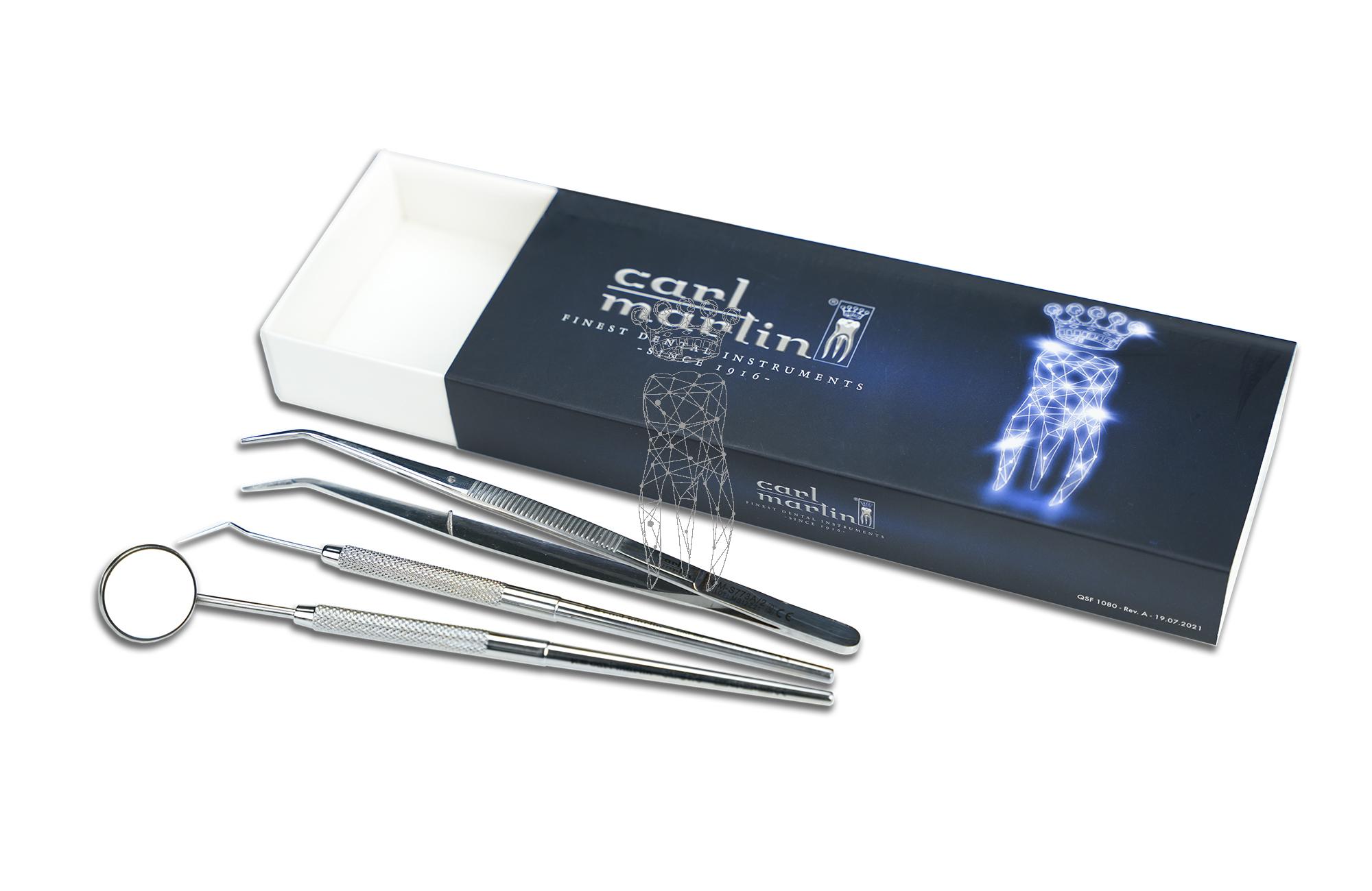 First examination set mirror / probe / tweezers