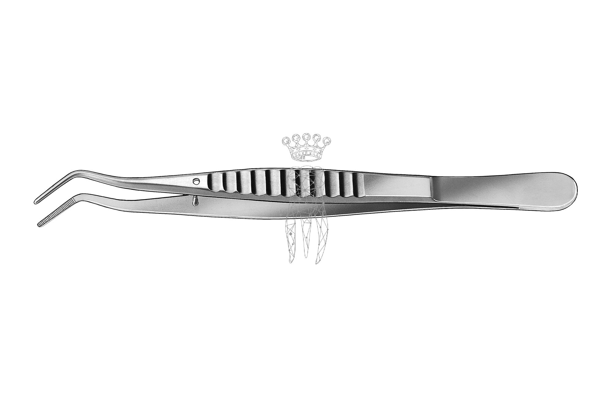 Pinzette Meriam 15cm gerieft kräftiges Modell m. breiten Griffflächen