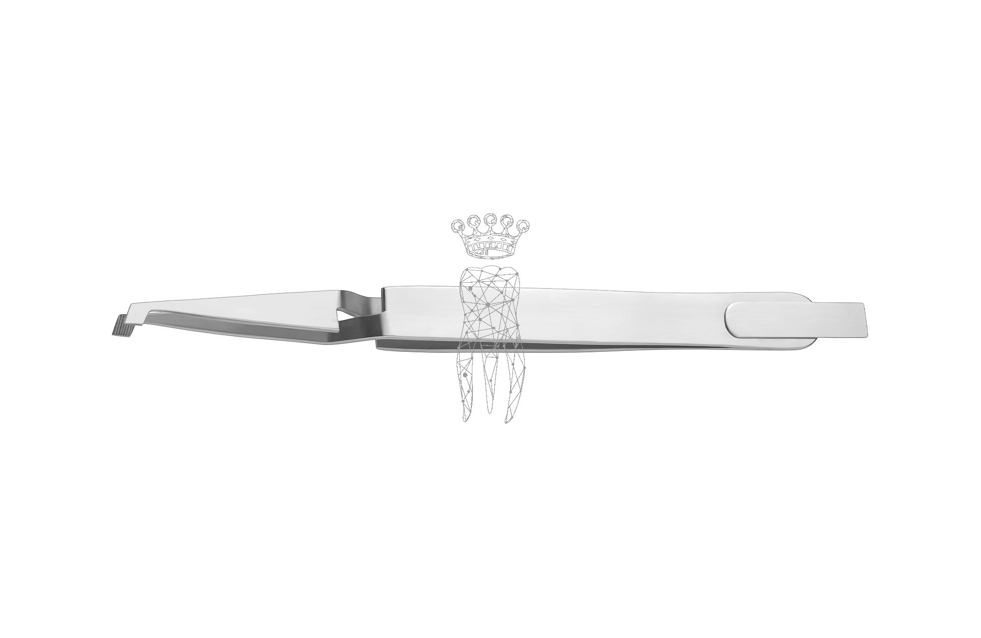 Direct-Bond bracket tweezers with with long bracket aligner