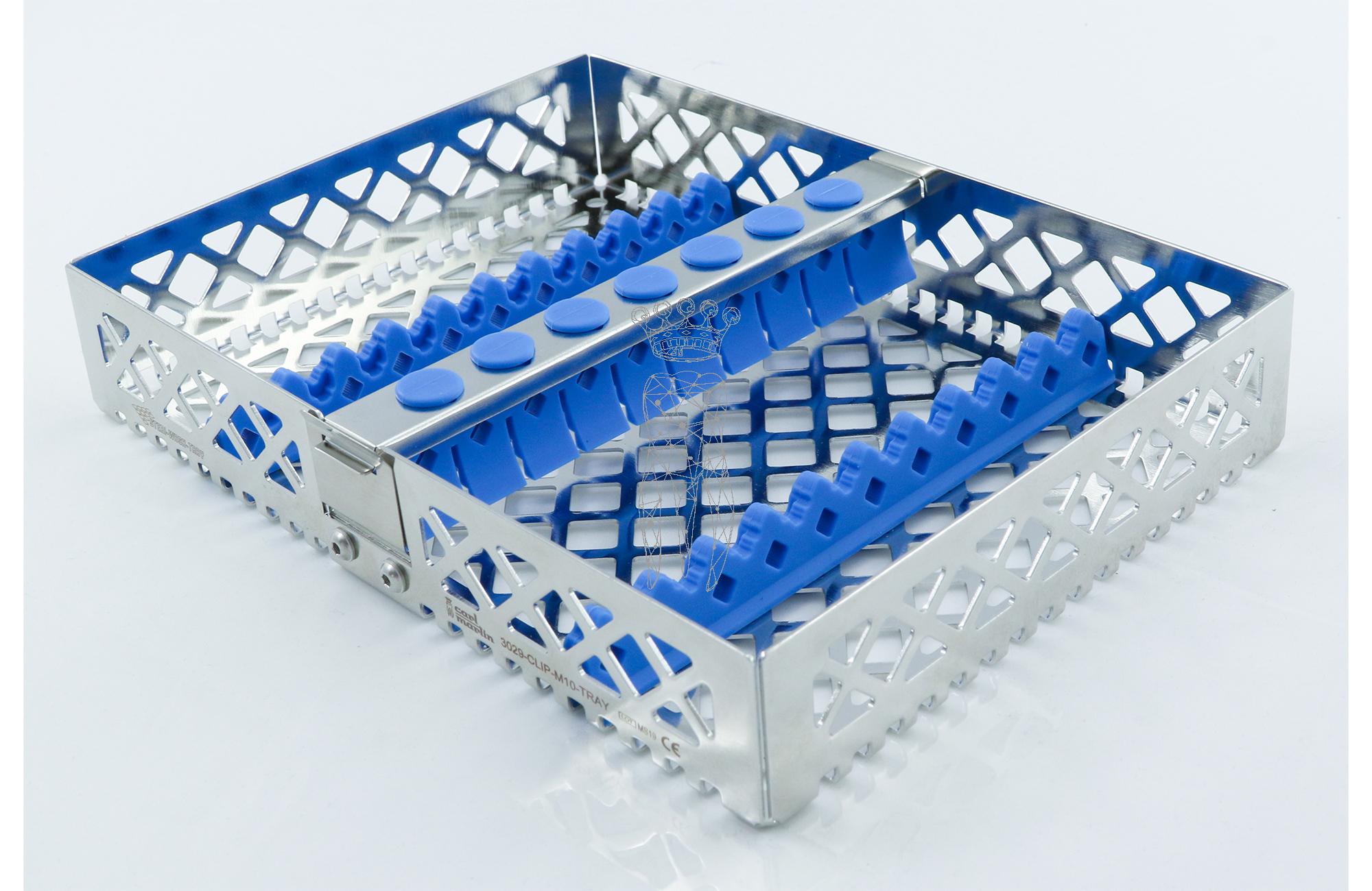 Steri-Wash-Tray 190x140x34mm 10 instruments - silicones light blue