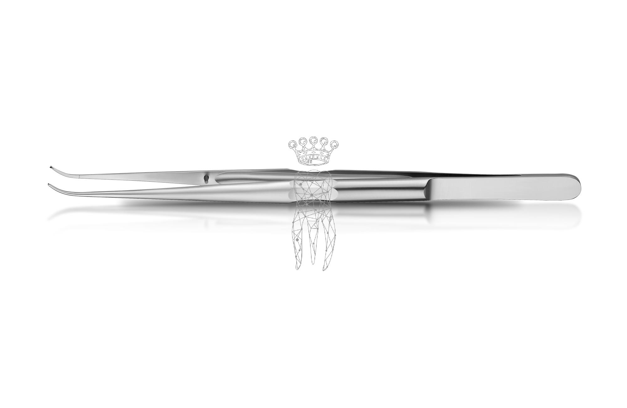 MIKRO-Pinzette chir. 0.8mm gebogen 18cm Rundgriff LiquidSteel