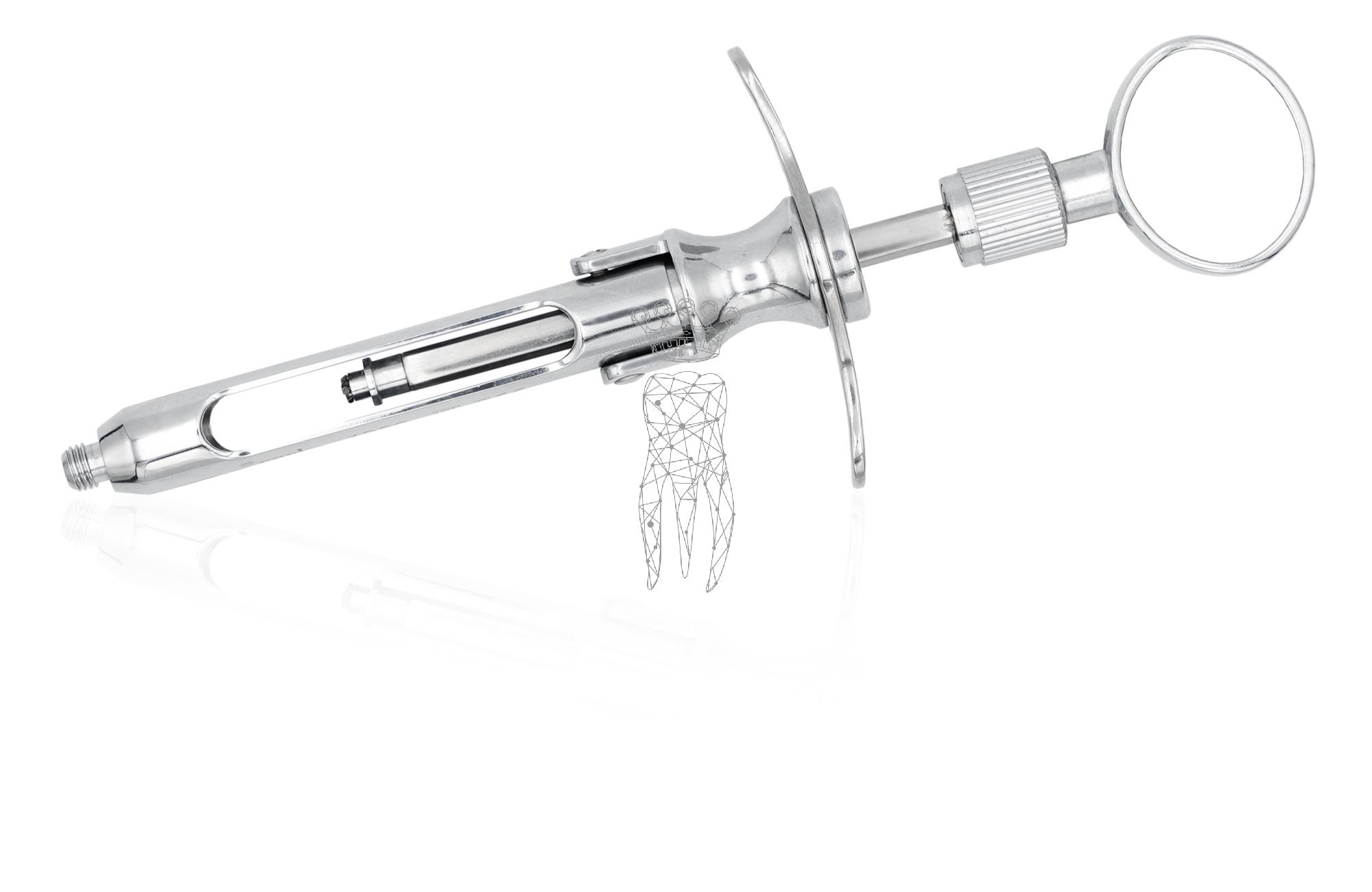Zylinderampullenspritze 3 Aspirationshaken - selbstaspirierend