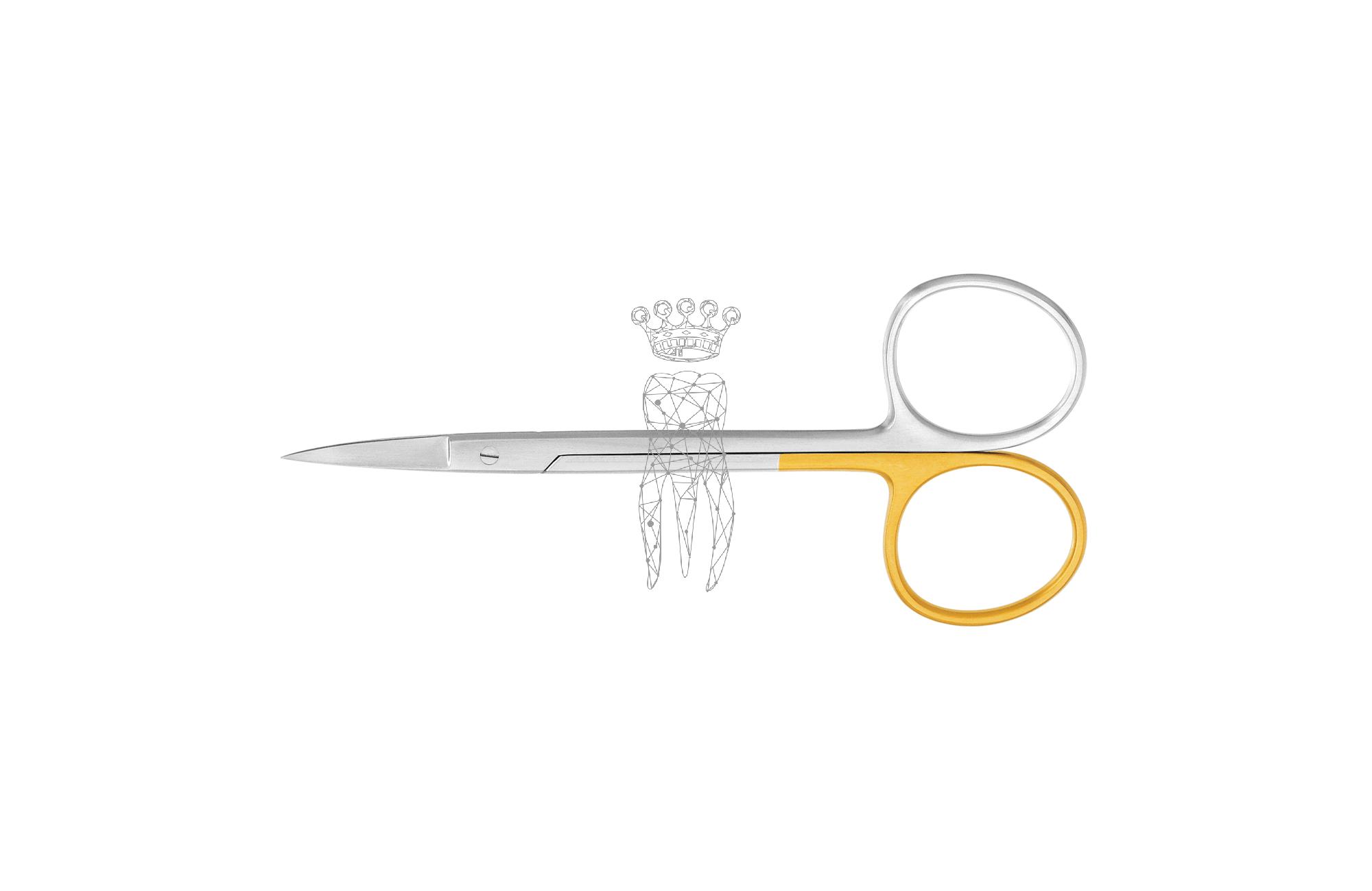 Super-Cut Zahnfleischschere gebogen 12cm grosse Ringe matt.