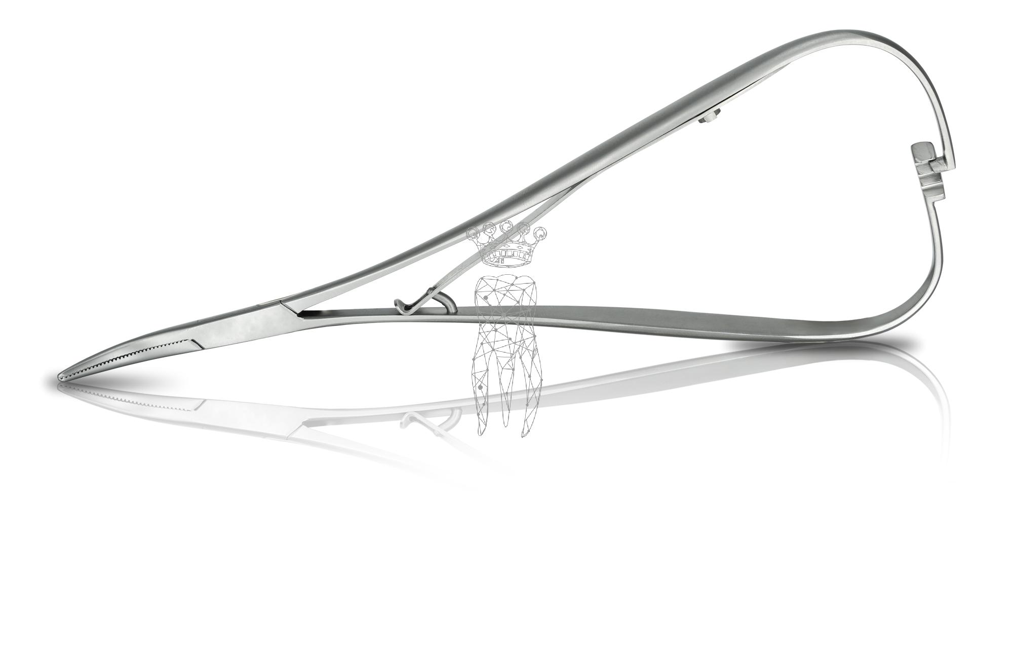 Ligaturen-Nadelhalter RS 14cm lingual leichtgängig grazil - gebogen