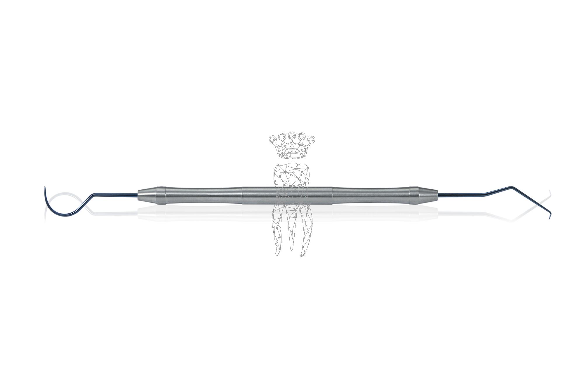 Dental probe d.e. fine cow horn/hook LiquidSteel PolyFill Plasma+