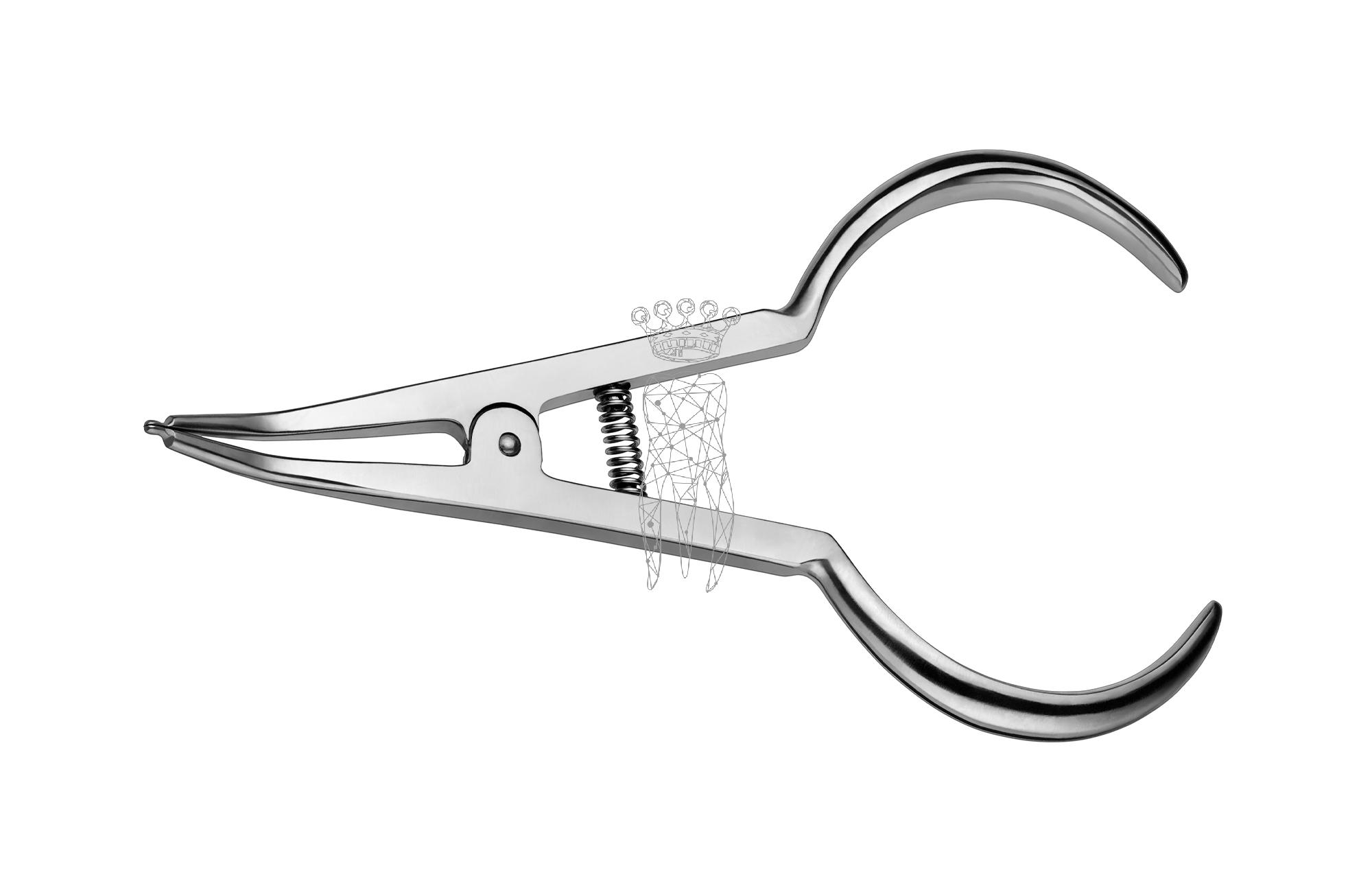 Separierzange zum Plazieren elastischer Separatoren, einfach abgewinkelt