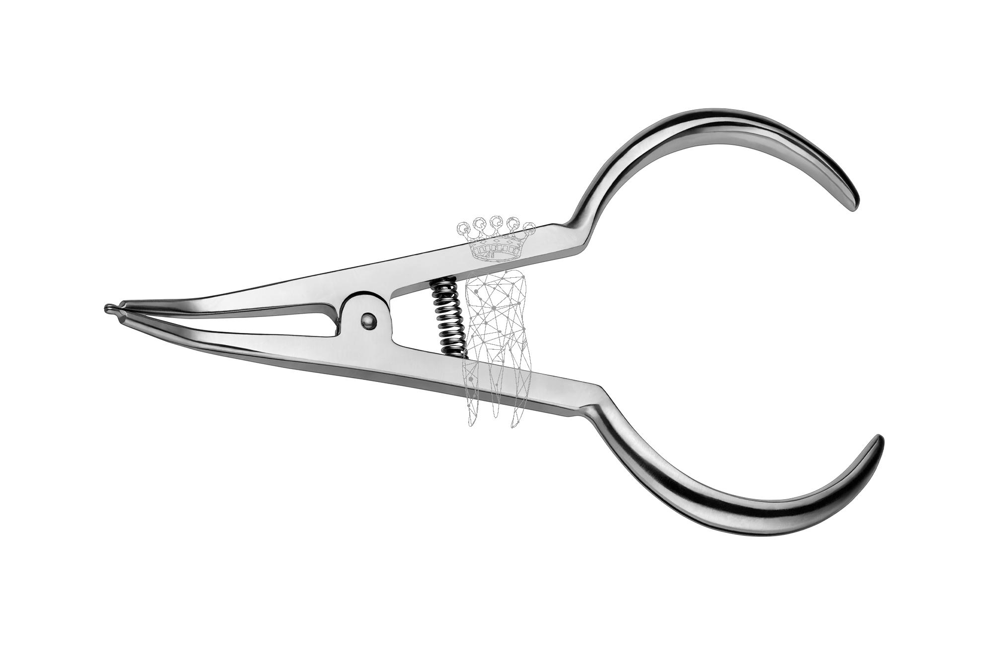 Pliers for placement of elastic separators, single angled