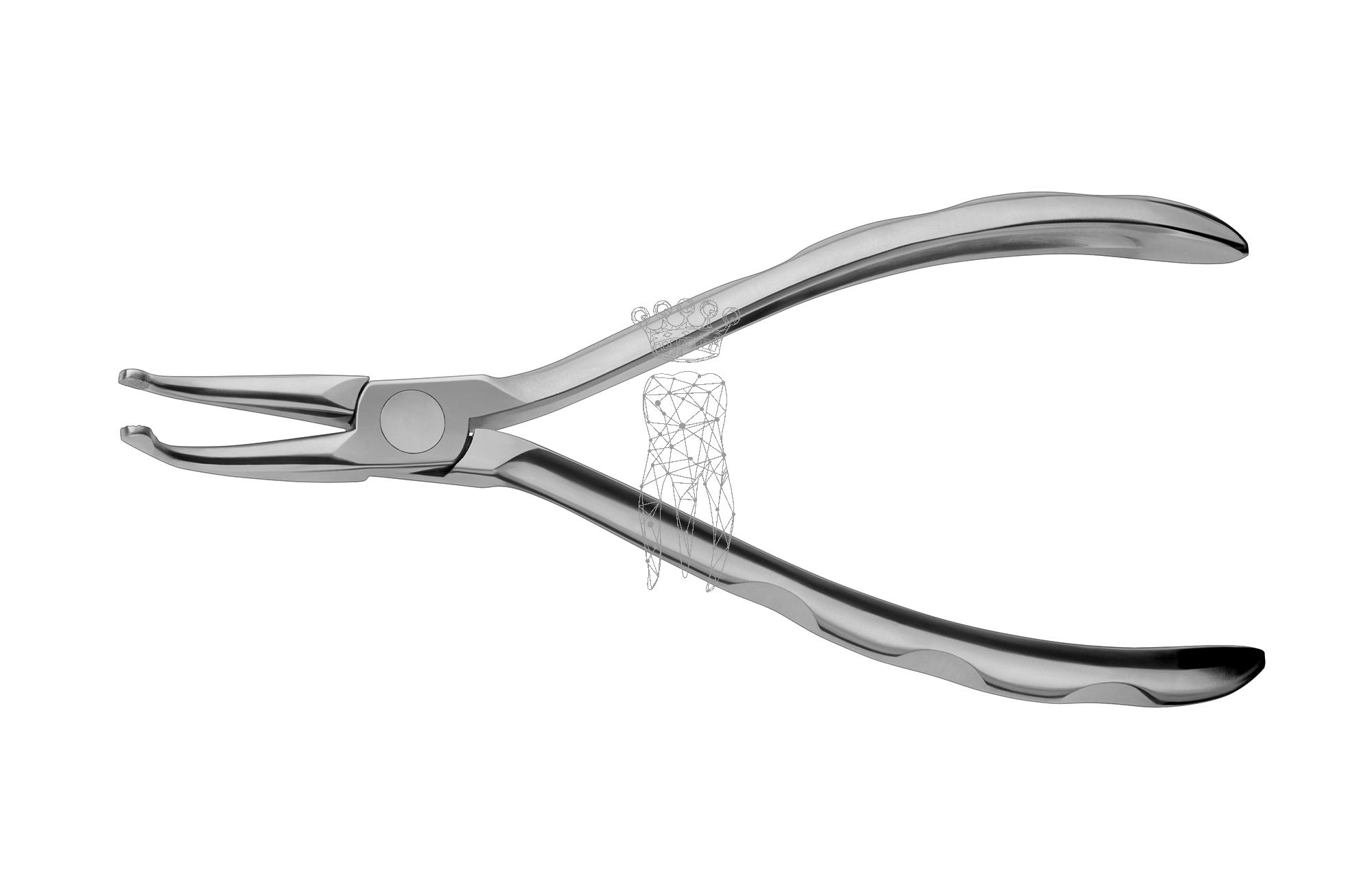 How pliers angled 14.5cm with cross serrated tips