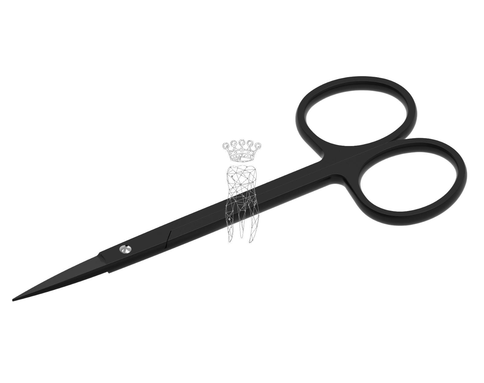 Gum scissors straight BlackPlasma 12cm with large rings