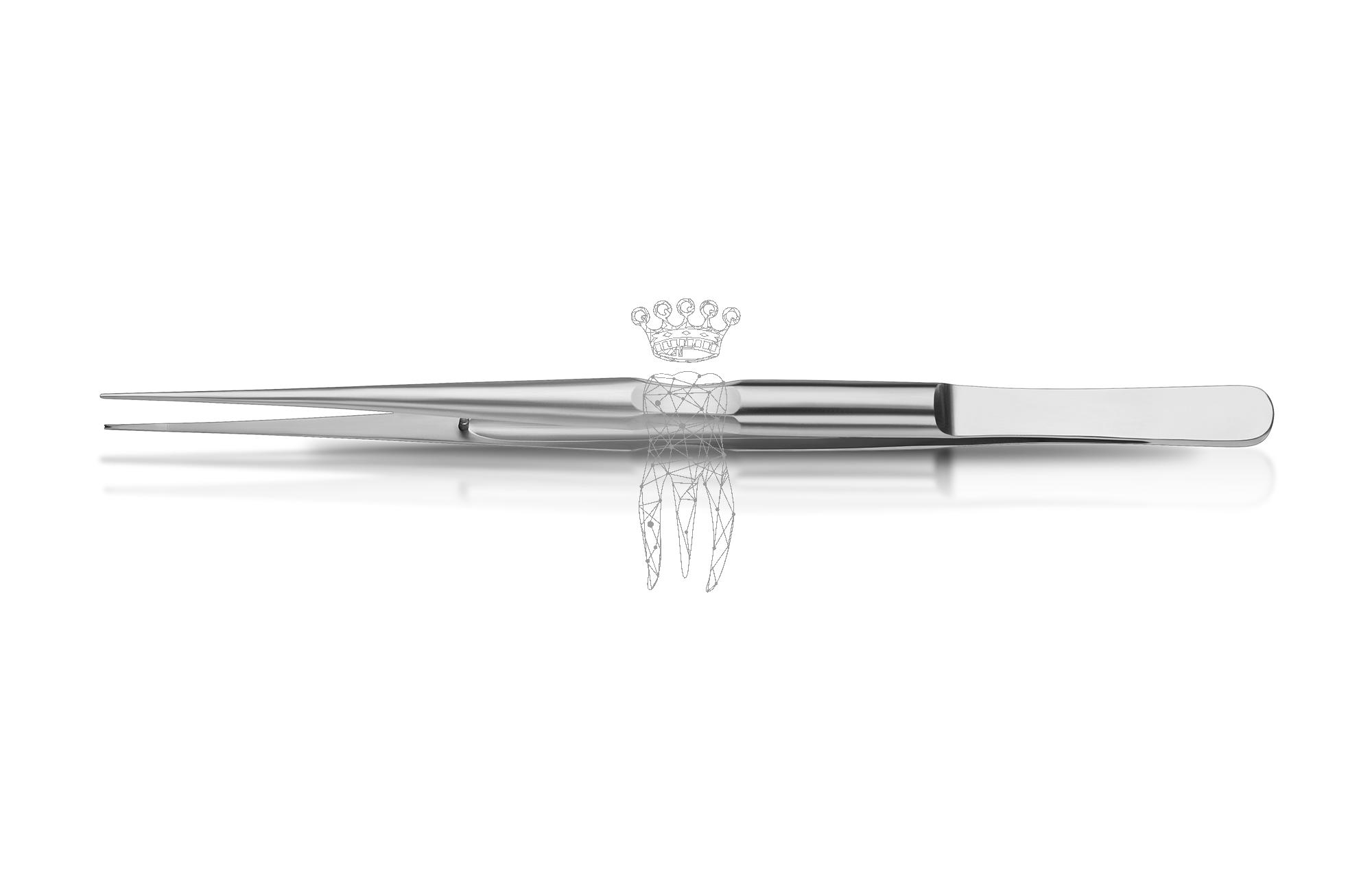 Micro tweezers surg. 0,8mm straight 18cm round handle LiquidSteel