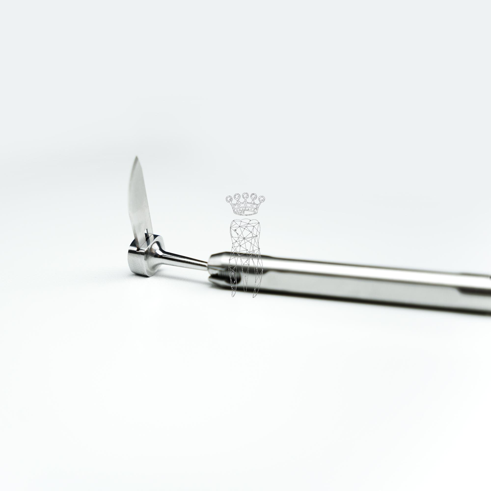 Scalpel blade holder with movable head without spanner + L-key