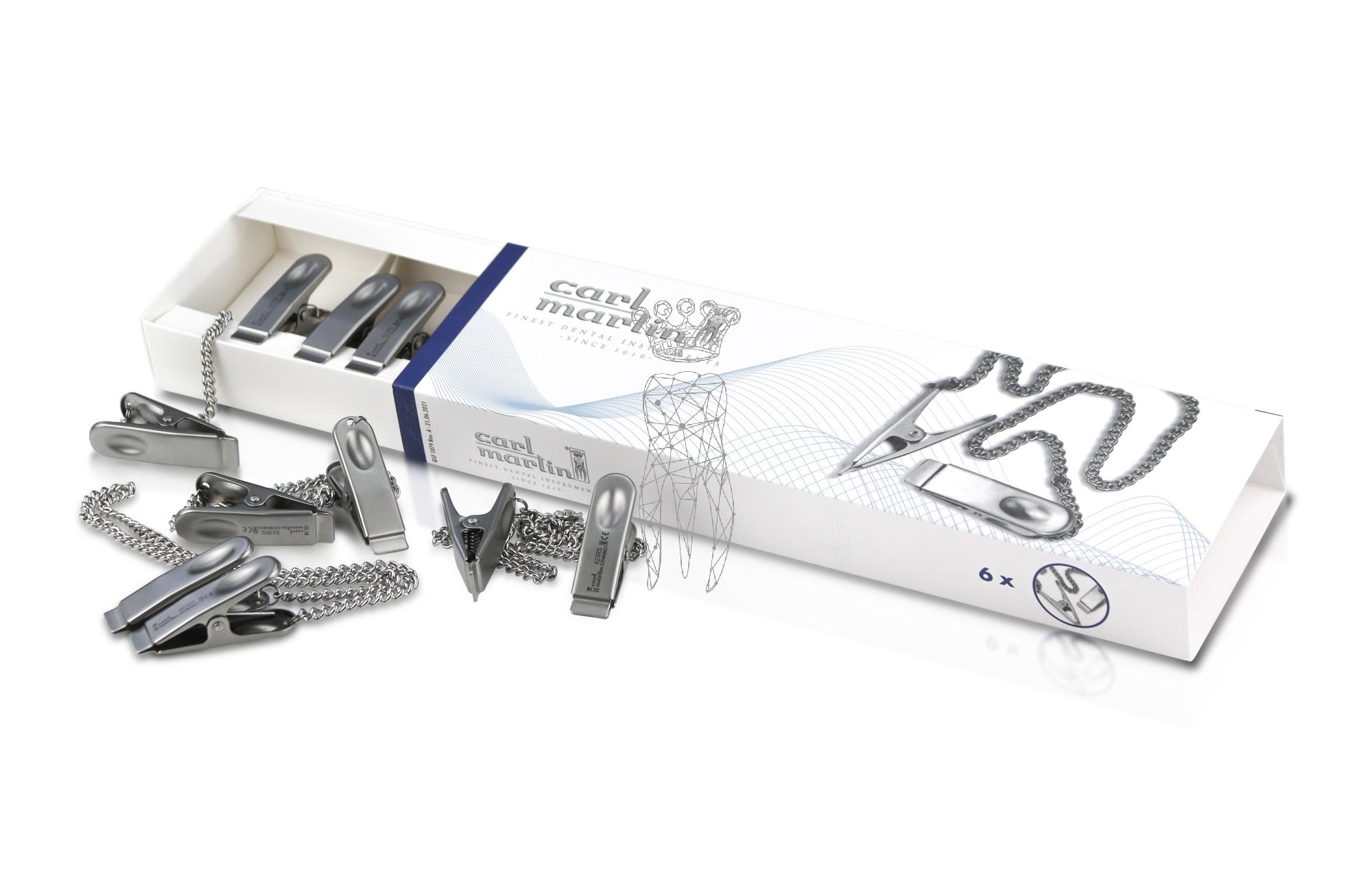 Serviettenhalter 6er-SET Edelstahl mit Schmuckkette 34cm