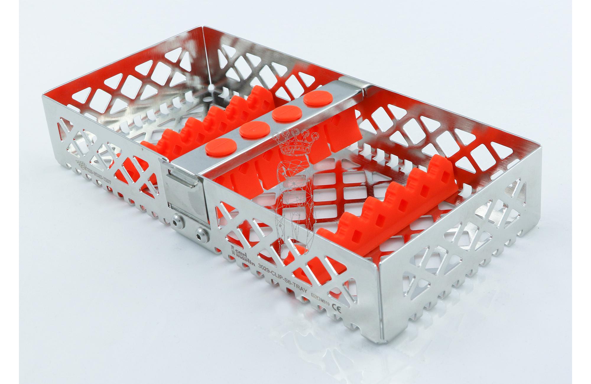 Steri-Wash-Tray 190x90x34mm 6 instruments - silicones orange