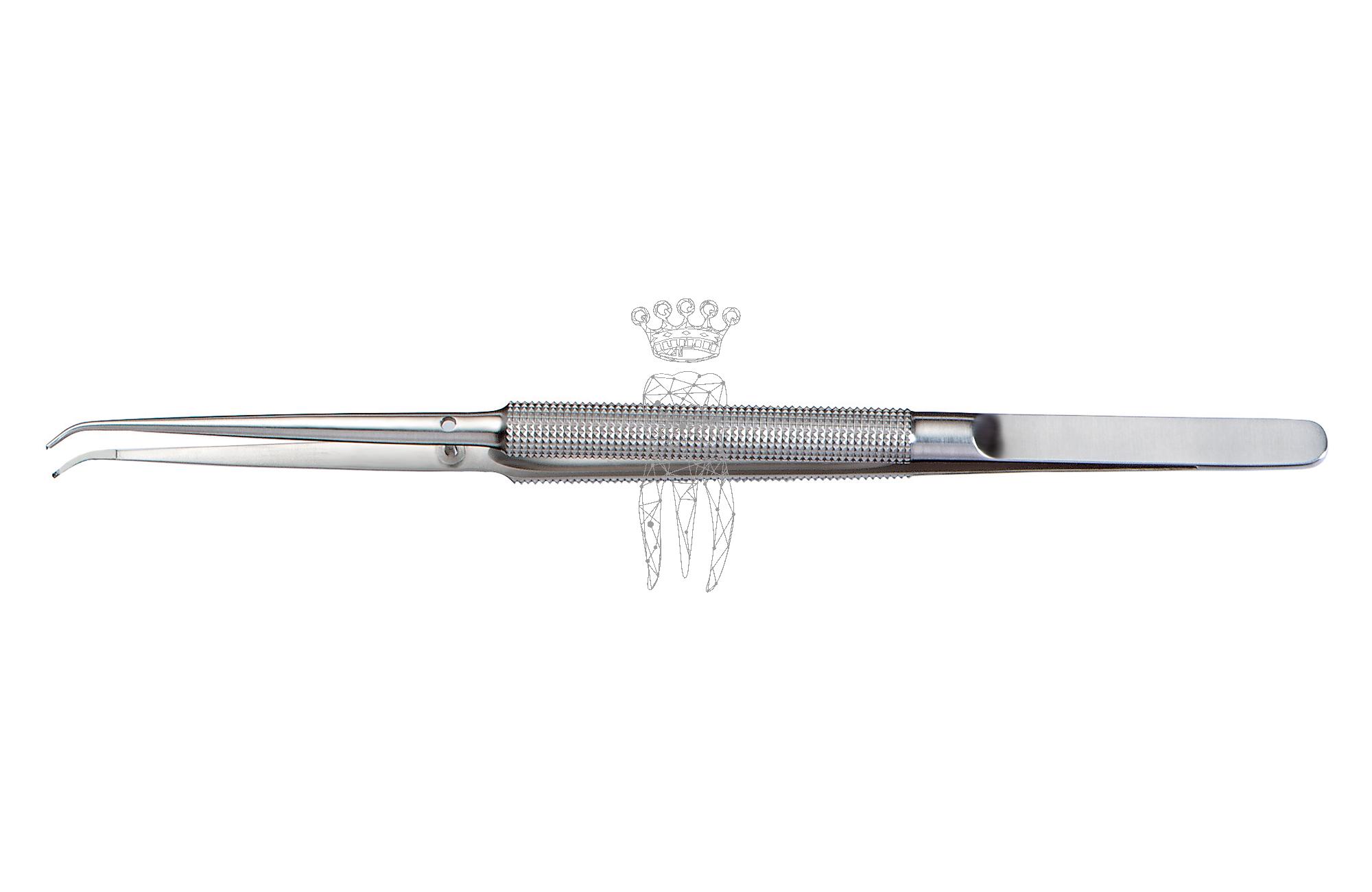 Micro tweezers 0,8mm curved round-handle