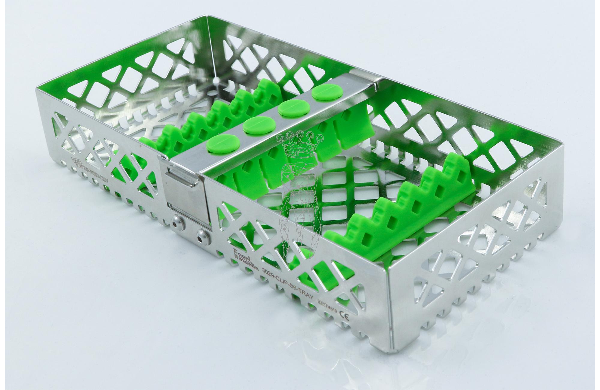 Steri-Wash-Tray 190x90x34mm 6 instruments - silicones green