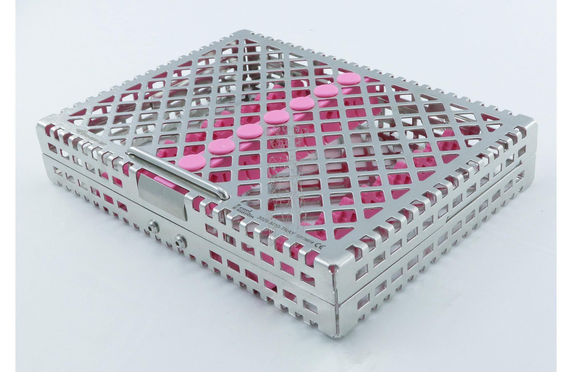 Steri-Wash-Tray 190x140x34mm 10 instruments - silicones pink